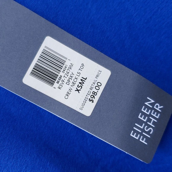 Eileen Fisher & NWT Deepsky Blue Crew Neck LS top USA XS - Picture 2 of 8